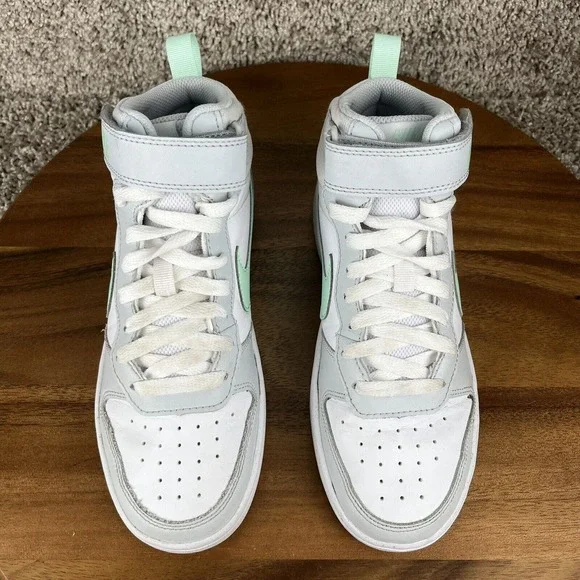 Nike Court Borough 2 High Top Sneaker Pure Platinum Mint Size 5Y Shoe CD7782-011 - Picture 3 of 11